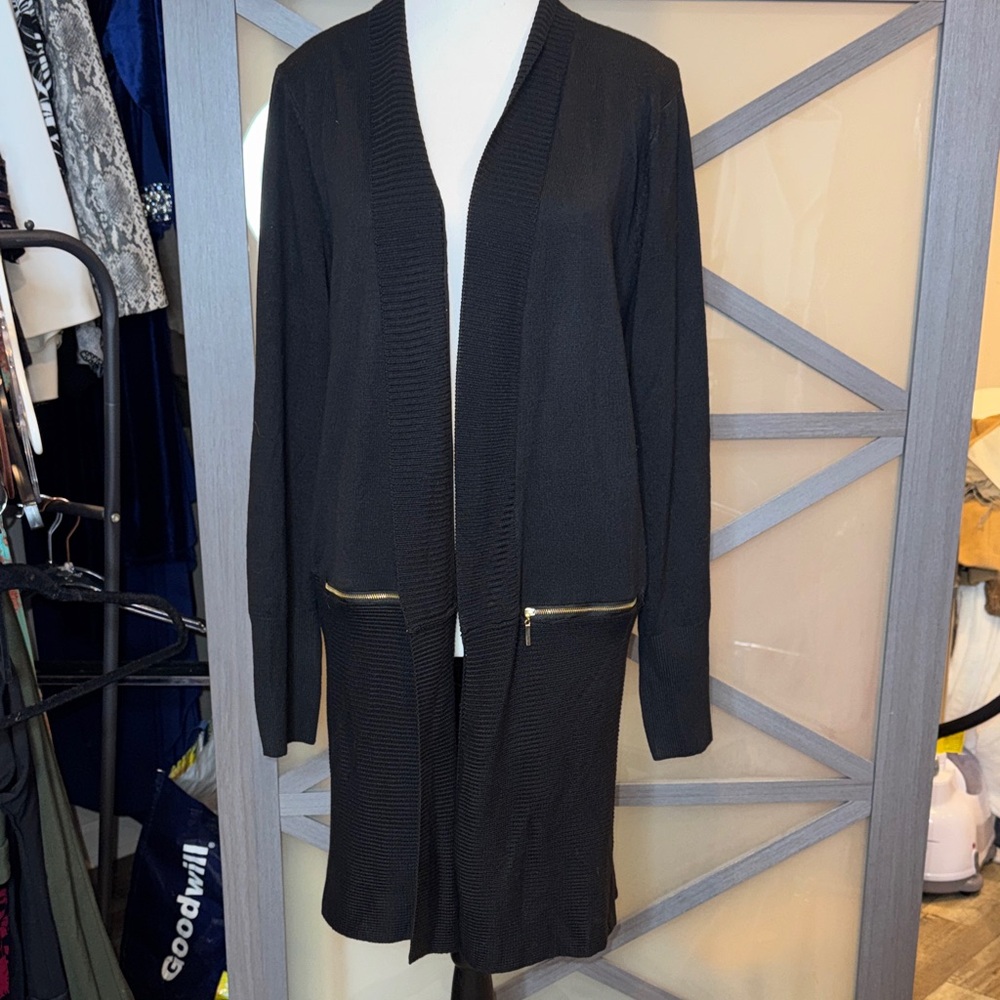 Magaschoni Black Longline Sweater with Gold Accents